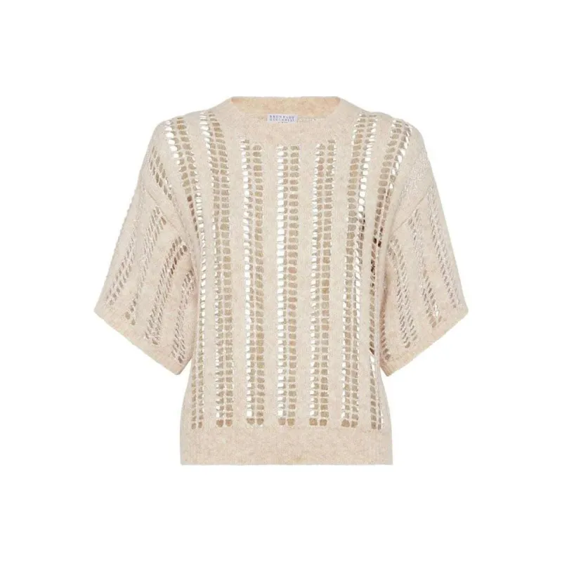 Brunello Cucinelli Short Sleeved Open Knitted Jumper-0