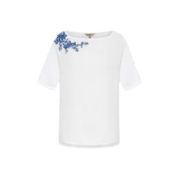 BBLLUUEE T Shirt Women's Crescent White