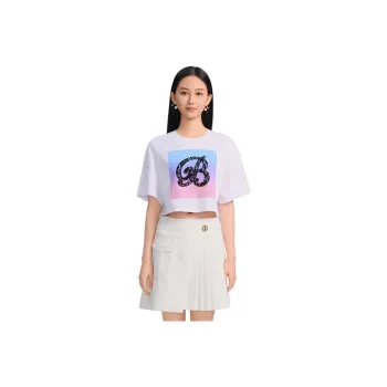 Blood Glitter Drop Shoulder Sleeve T-Shirt Women's White