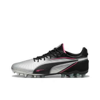 PUMA King Ultimate MG Rubber Short Studs Artificial Ground Anti Slip Wear Resistant Soccer Shoes Men's Silver Black