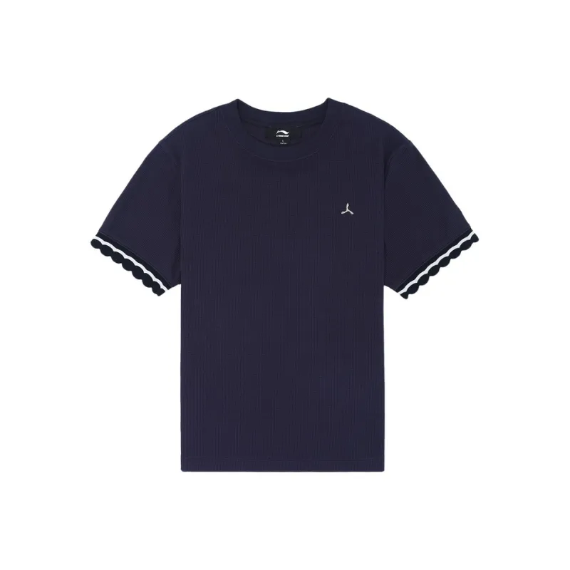 LI-NING 1990 Classic Collection Drop Shoulder Sleeve T-Shirt Women's Dark Marine Blue-0