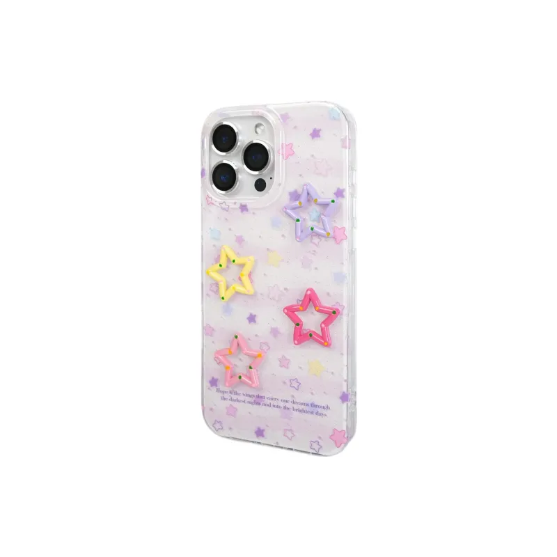 Sopi Acrylic Material Multicolor 3D Effect Stars Phone Cases Compatible With IPhone 16/15 Pro Max/Apple 13/14 Pro/Max-3