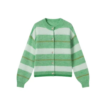DIALOGUE Sweater Women's Forest Green Stripes