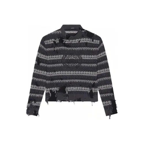 Balenciaga Wool Farisle Patch Sweater 'Grey/Multicolor'
