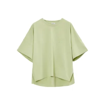 LOEWE Solid Color Crew Neck Pullover Short Sleeved T Shirt Women's Light Green