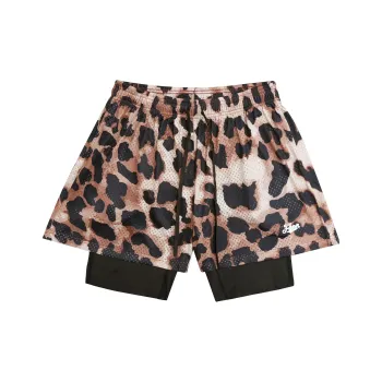 FINDBETTER Leopard Print Double Layer Shorts Unisex