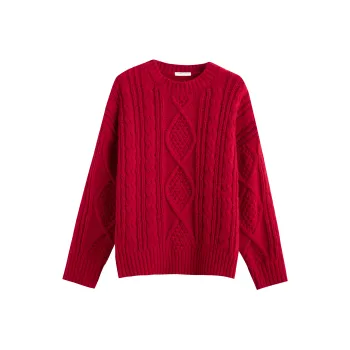 Tonlion Sweaters Women's Dark Red