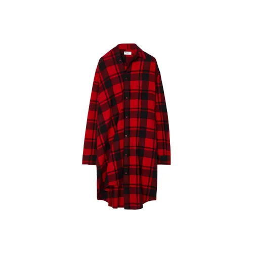 Balenciaga Check Buttoned Midi Shirt Dress
