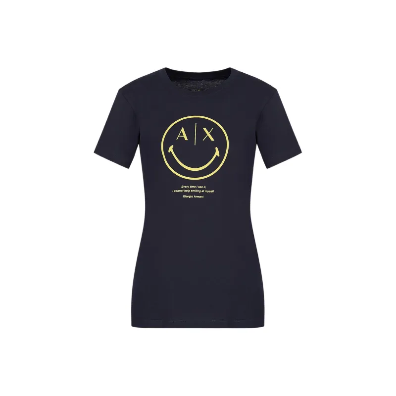 ARMANI EXCHANGEAE ARMANI EXCHANGE X SmileyWorld T Shirt Women's Marine Blue-0