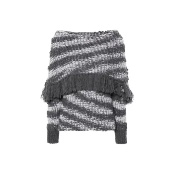 Stella McCartney Boat-Neck Fringed Tiger-Pattern Jumper