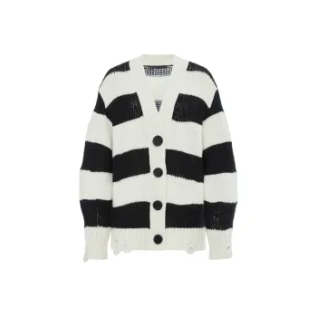 MOCO Sweater Women's White Black Stripes