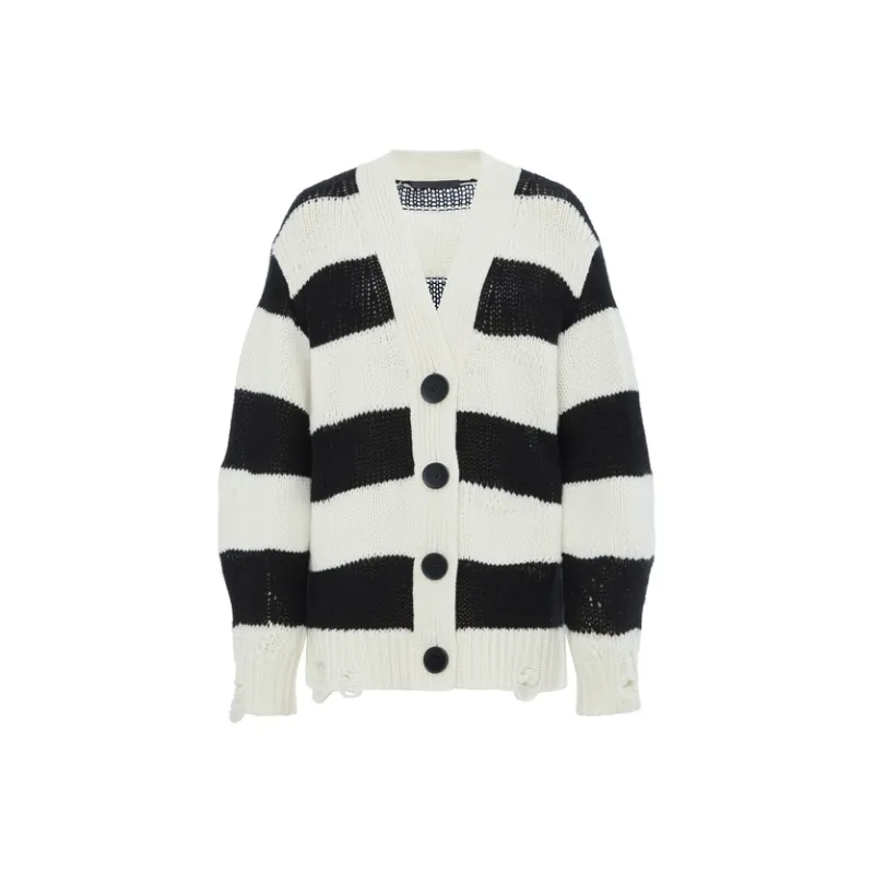 MOCO Sweater Women's White Black Stripes-0