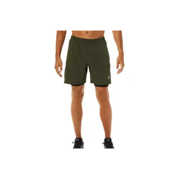 Asics 7In 2 In 1 Short Casual Shorts Men's Olive Green/High-Performance Black