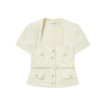 Self portrait Regular T Shirt Women's Cream Yellow
