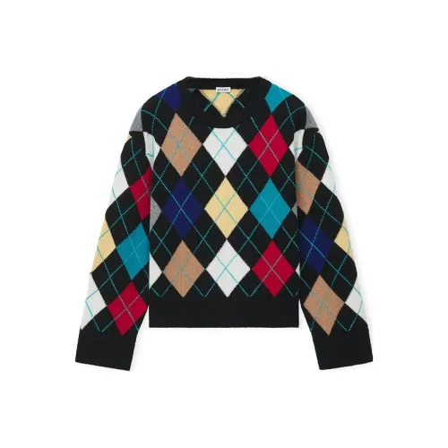 LOEWE Embossed-Anagram Argyle-knit Jumper