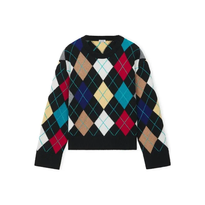 LOEWE Embossed-Anagram Argyle-knit Jumper-0