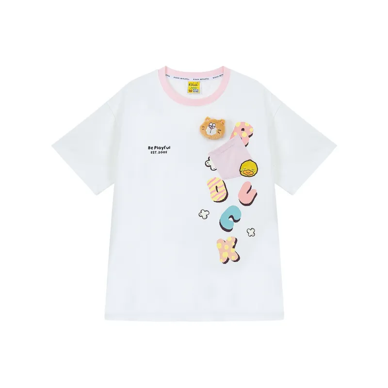 B.Duck Drop Shoulder Sleeve T Shirt Women's Ecru-0