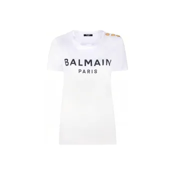 BALMAIN Logo Printed Crewneck T Shirt