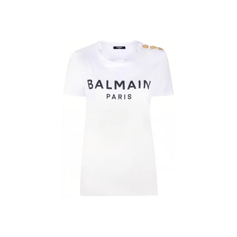 BALMAIN Logo Printed Crewneck T Shirt-0