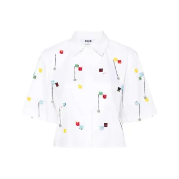 MSGM Bead embellished Cotton Shirt