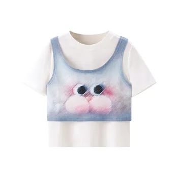 Honey Kuma X LEDIN Honey Kuma Co branded Series T Shirts Women's Denim Blue