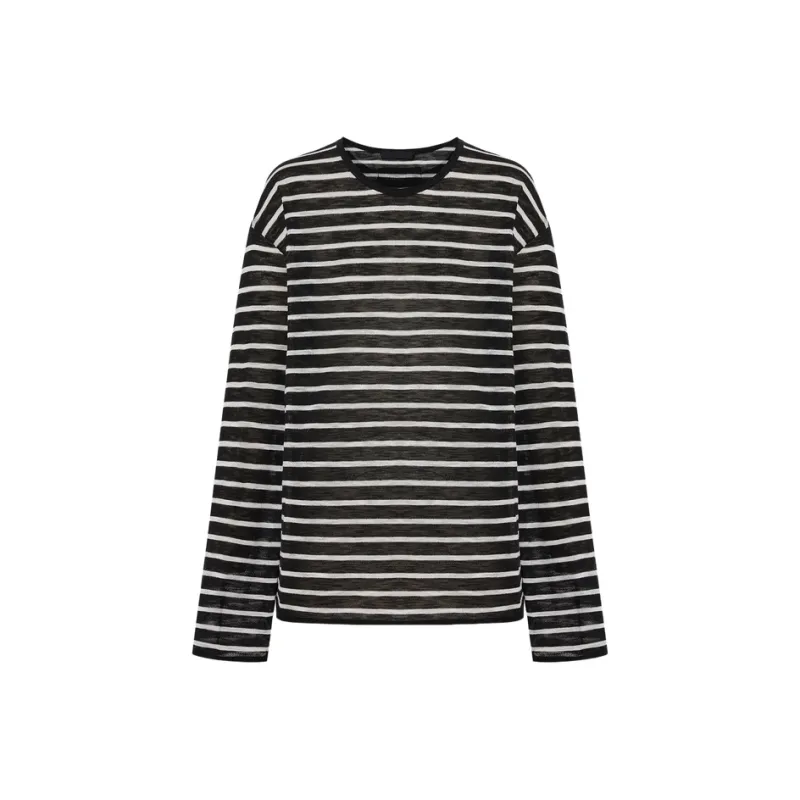 MOCO Sweater Women's White Black Stripes-0