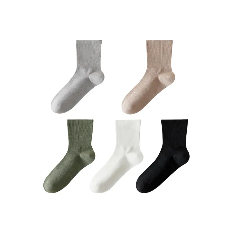 H YXIANG Mid Calf Socks Men's 5 Pack-4