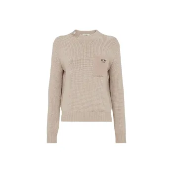 FENDI Asymmetric Zipped Ribbed Knit Jumper