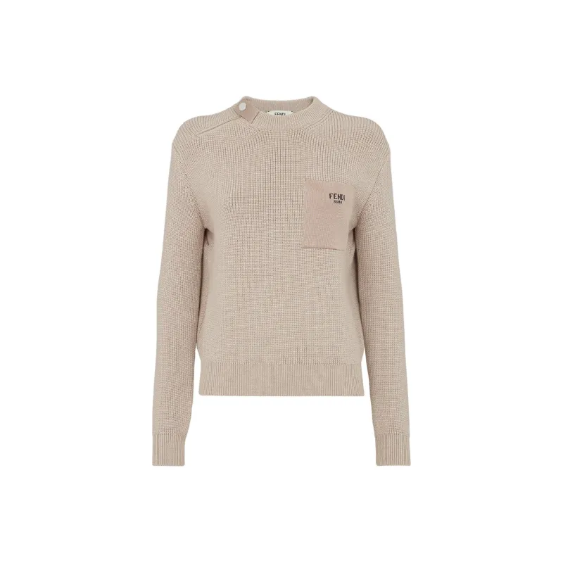 FENDI Asymmetric Zipped Ribbed Knit Jumper-0