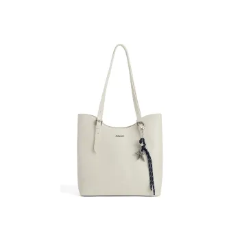 JACD PU Tote Bag Shoulder Bag Regular Women's Lanzhou White/Chocolate Brown