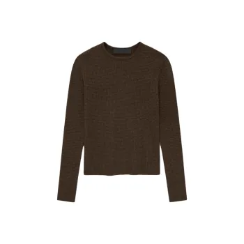 Fear Of God Essentials Women's Waffle Fitted Long Sleeve Sweater Brown