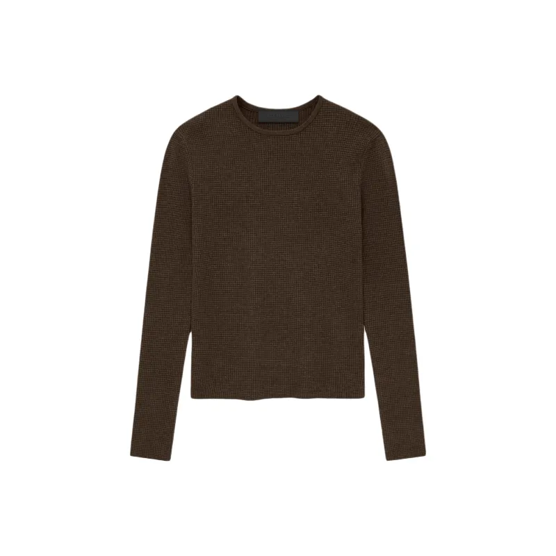 Fear Of God Essentials Women's Waffle Fitted Long Sleeve Sweater Brown-0