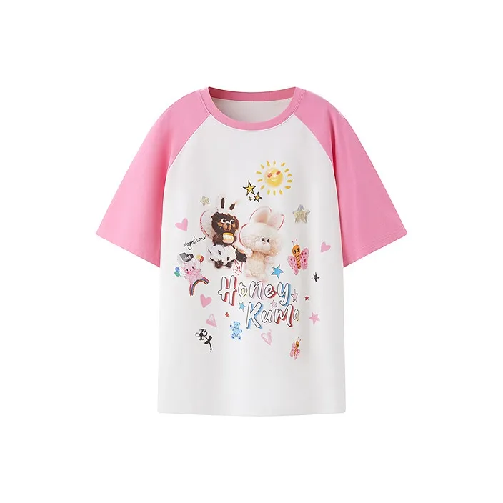 Honey Kuma X LEDIN Honey Kuma Co branded Series T Shirts Women's Rose Red-0