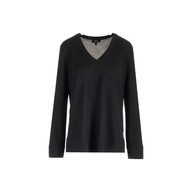 THEORY Ribbed V-Neck Jumper-0