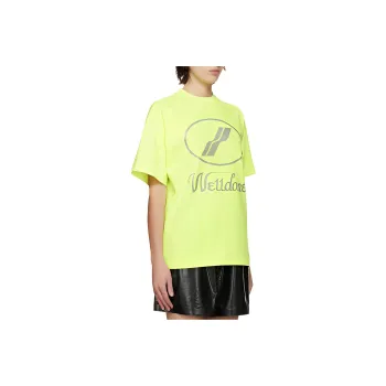 WE11DONE Logo Print Oversized T shirt Yellow