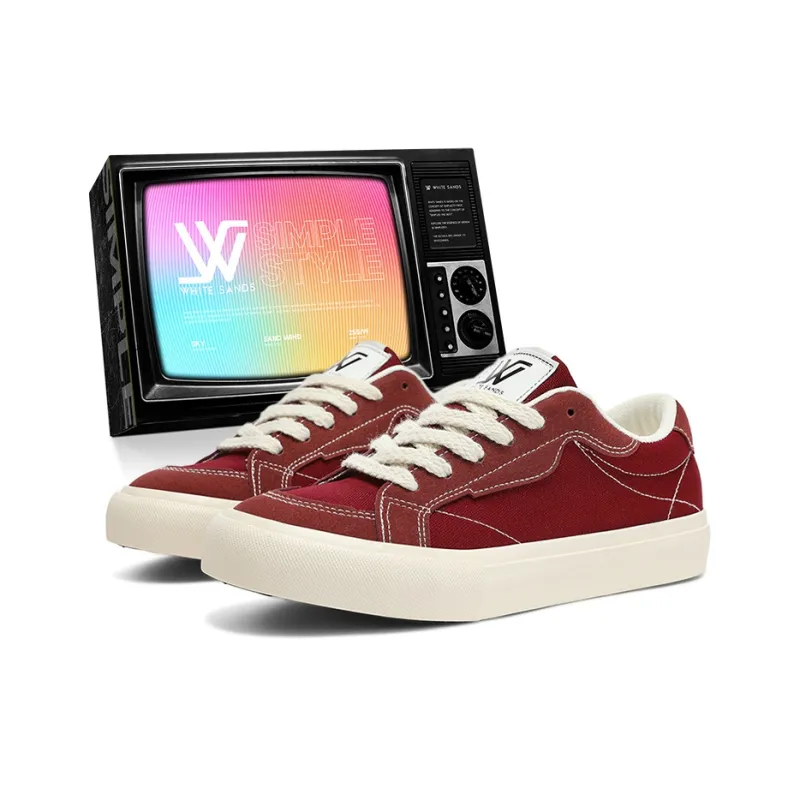 WHITE SANDS Skateboard Shoes Men Low Top Denim Blue/Burgundy/Gray-6
