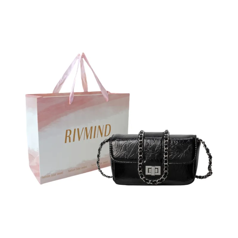 RIVMIND PU Crossbody Bag Women's Silver/Black/Gold-4