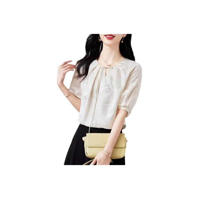 Yi Mengyuan Silk Shirt Women's Beige-0