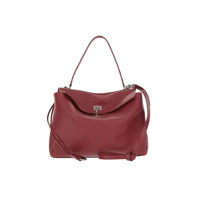 Balenciaga Smooth Calf Leather Shoulder Bag Medium Size Women's Red-1