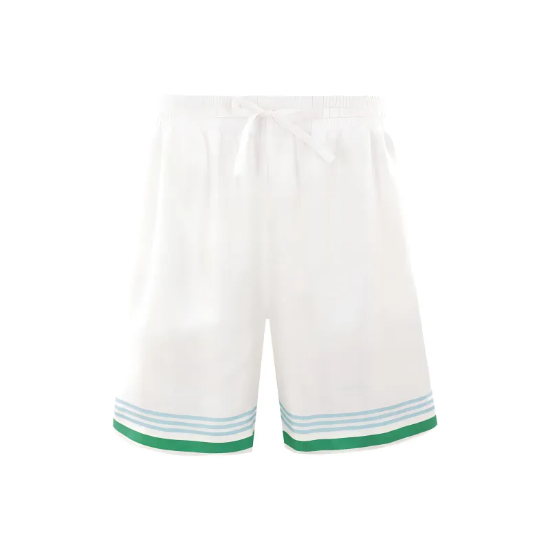CASABLANCA Metaphysical Tennis Icon Silk Shorts-0
