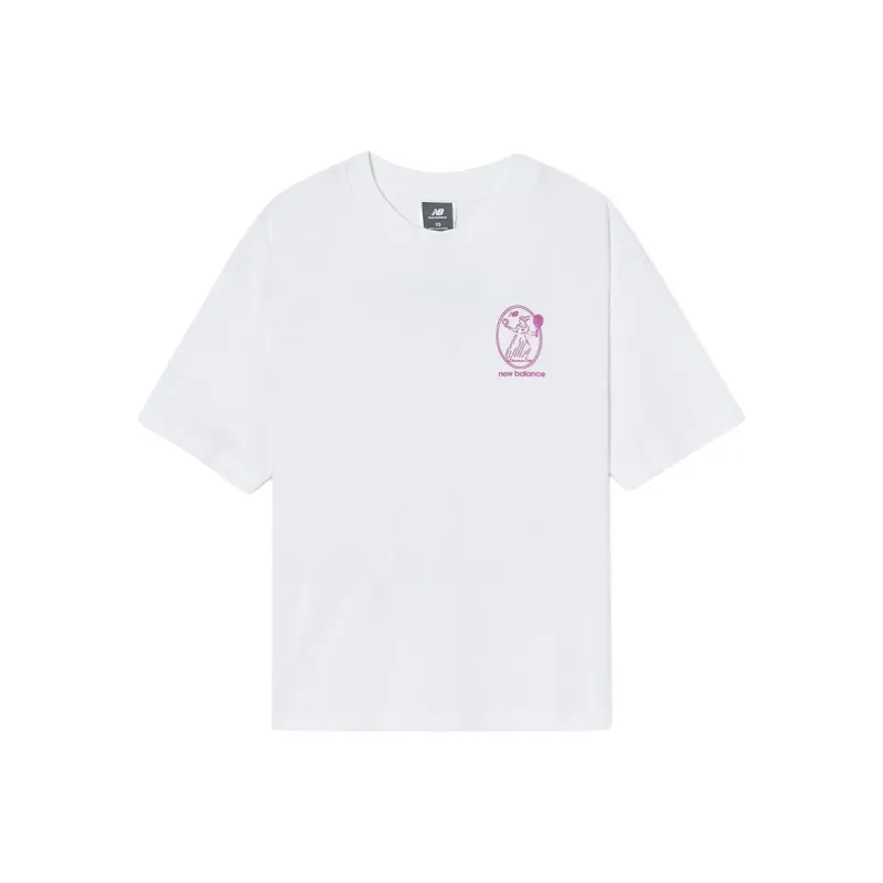 New Balance Drop Shoulder Sleeve T Shirt Women's White-0
