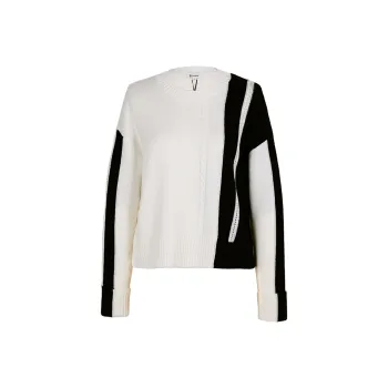 LILIXIUKE Sweater Women's White Base Black Block