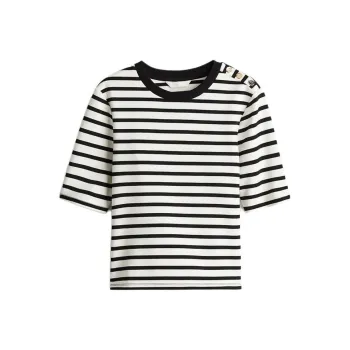 H&M T Shirt Women's White/Black Stripes