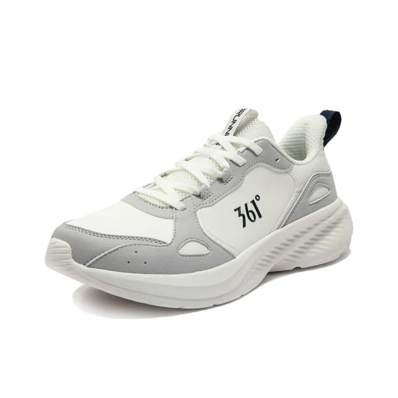 361° Abrasion Resistant Rebound Low Top Casual Sprint Running Shoes Men's White Gray-1
