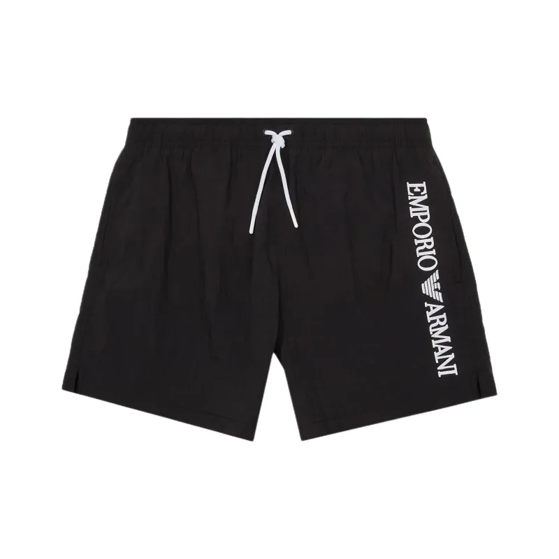 EMPORIO ARMANI Swim Shorts With Vertical Logo Embroidery-0