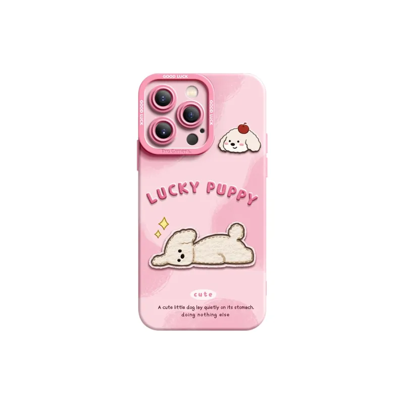 I Create My Art Silicone Material Puppy Lying Flat Phone Cases Compatibility IPhone16/15/14/13/12/11-0