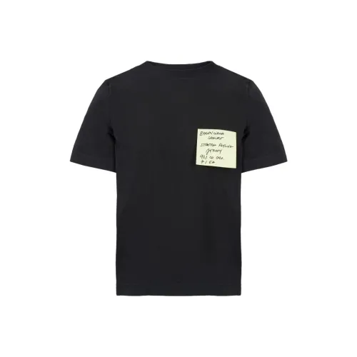 Balenciaga Label Crew Neck Straight Fit Casual Short Sleeved T Shirt Women's Black