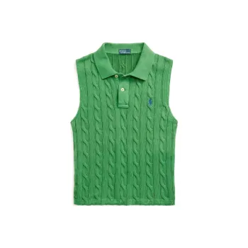 Polo Ralph Lauren Cable-knit Cotton Polo Top