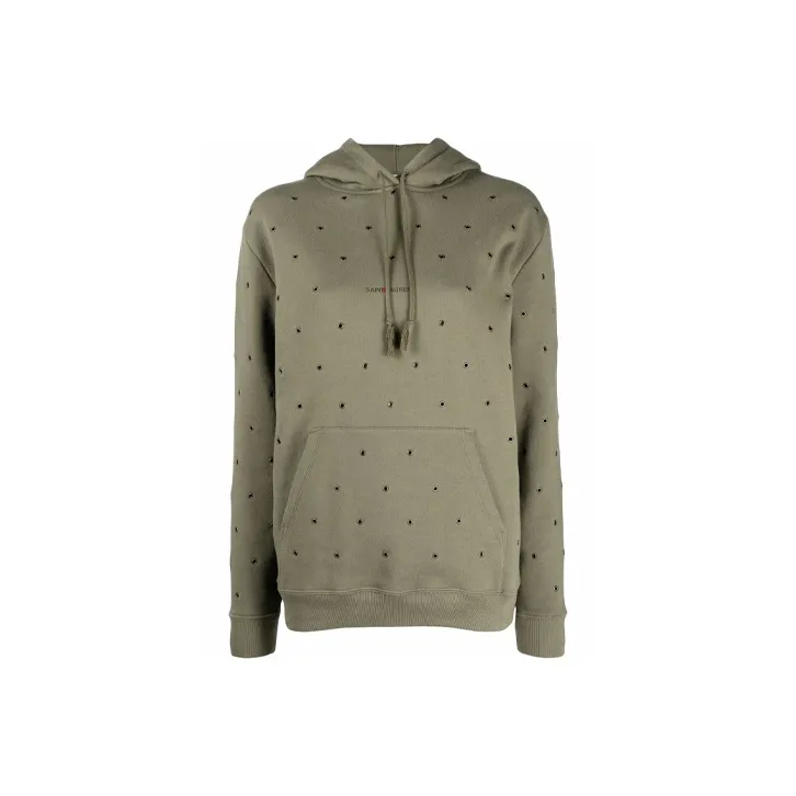 SAINT LAURENT Eyelet embellished Hoodie-0