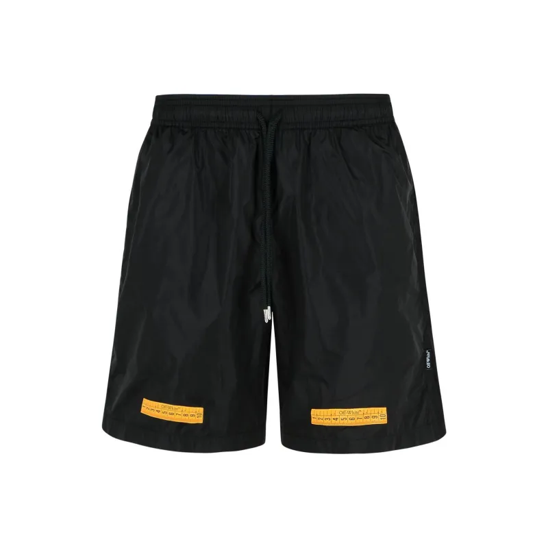 OFF WHITE Logo Patch Drawstring Swim Shorts-0